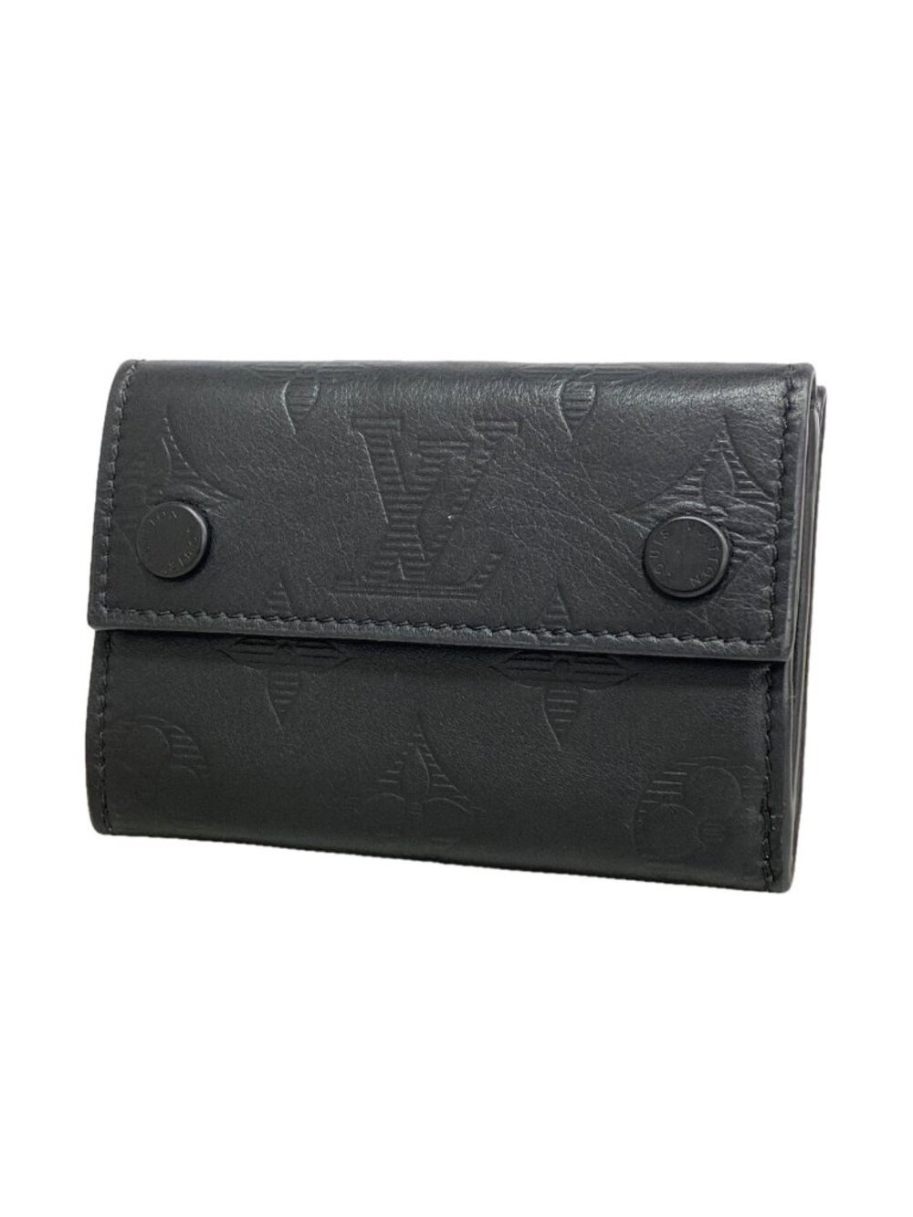Louis Vuitton Trifold Wallet Monogram Shadow Discovery Compact Black